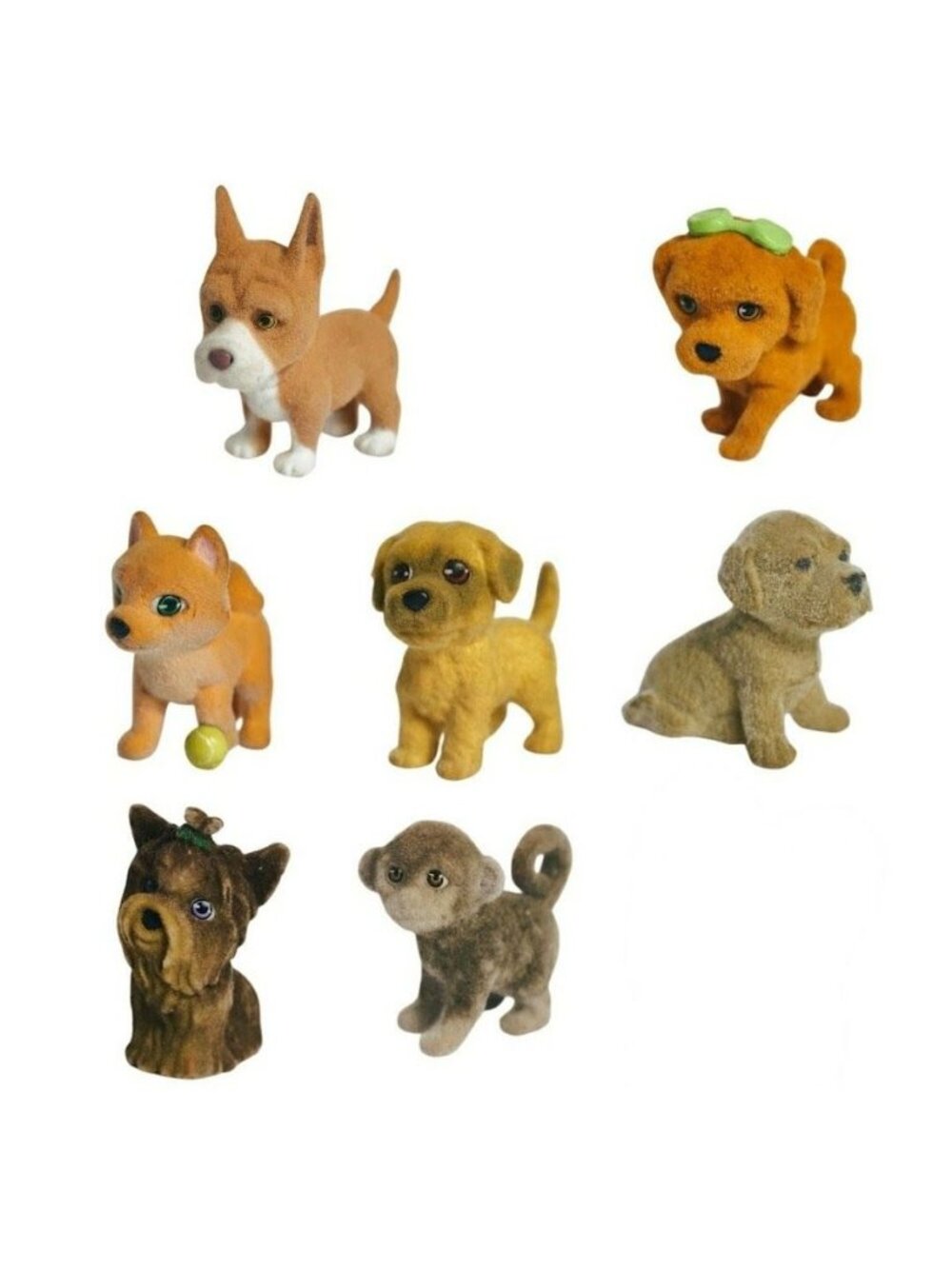 Vtg Puppy in My Pocket Set Series 1 8 Flocked Animal Mini Collectibles Toy 90s
